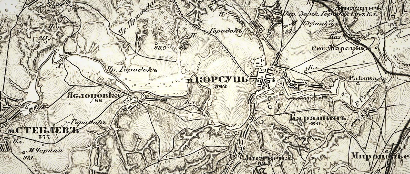 Корсунь на картах триверстовках